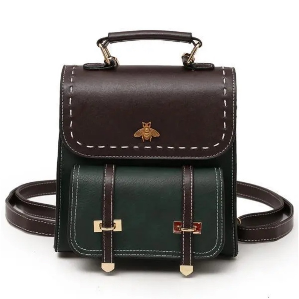 Little Bee Vintage Faux-Leather Backpack / handbag